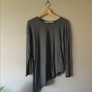Lululemon Black and White Striped Asymmetrical Top